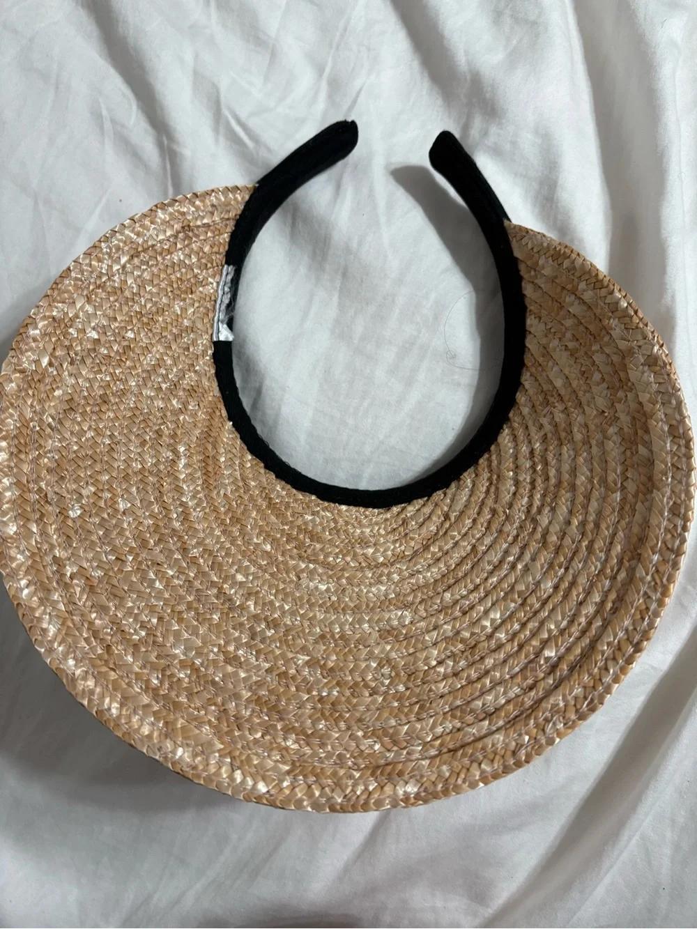 Source Unknown Black Velvet Headband with Natural Straw Visor